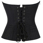 Tailored Black Pinstripe Overbust Corset with Structured Sweetheart Bodice