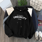 Women's Relaxed Graphic Pullover Hoodie with Minimal Typography Casual Streetwear Sweatshirt