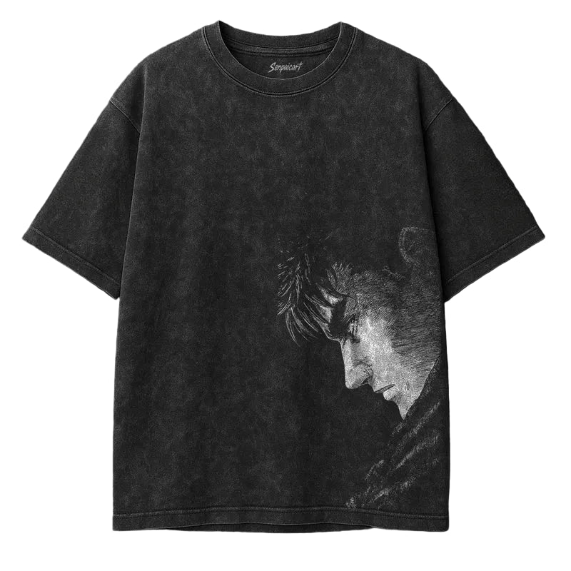 Minimal Anime Goth Distressed Oversized Streetwear Tee