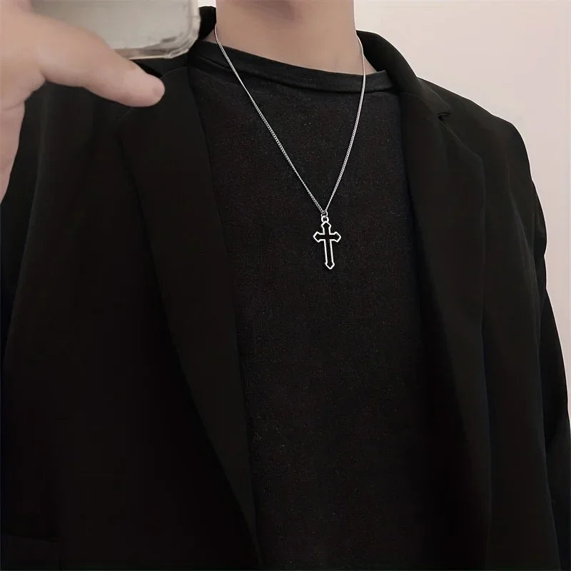 Minimalist Cross Pendant Necklace With Gothic Inspired Alternative Streetwear Appeal