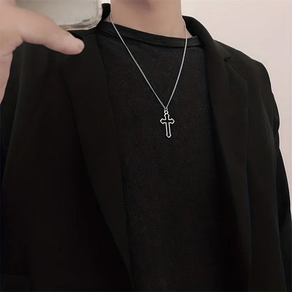 Minimalist Cross Pendant Necklace With Gothic Inspired Alternative Streetwear Appeal