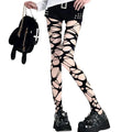 Crisscross Distressed Fishnet Pantyhose Punk Y2K Alternative Fashion Tights