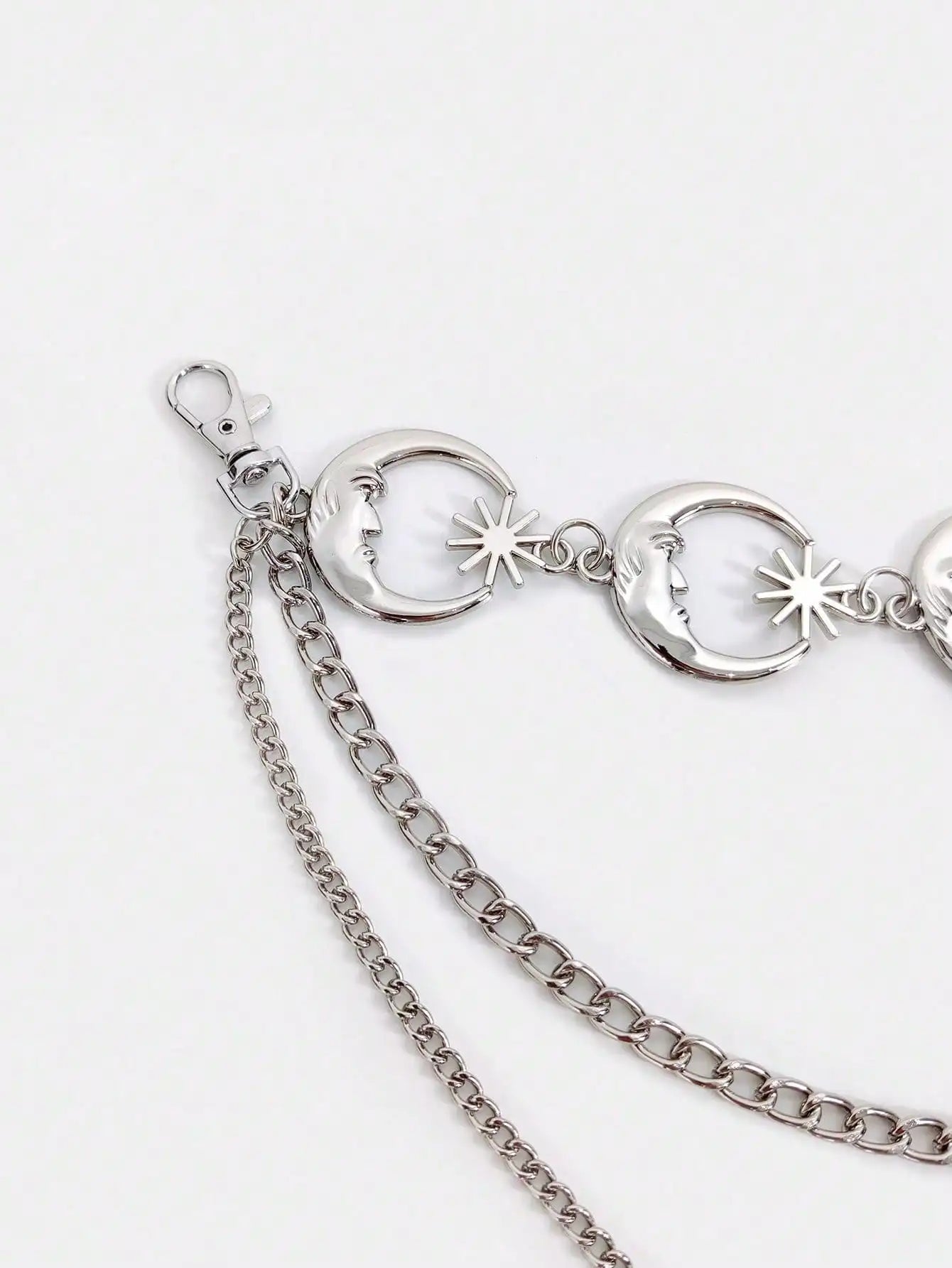 Layered Moon Charm Waist Chain for Gothic and Celestial Fashion Styling