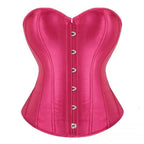 Vibrant Pink Satin-Finish Overbust Corset with Structural Seaming