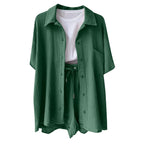 Women's Relaxed Shirt and Shorts Co-Ord Set Contemporary Casual Outfit