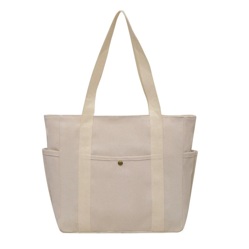 Large Capacity Utility Canvas Tote Shoulder Bag with Everyday Carry Design