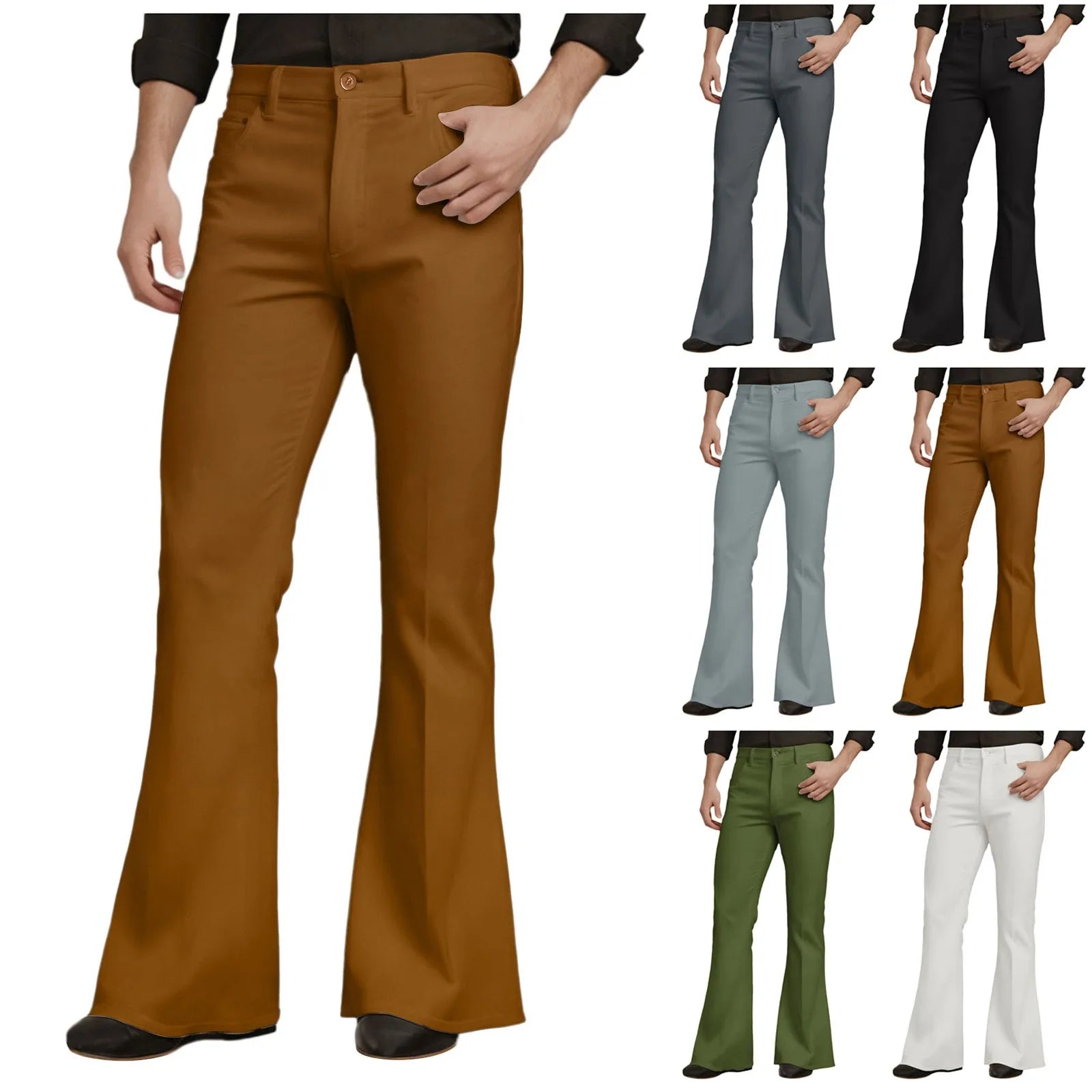 Men's Mid Rise Flared Casual Trousers with Relaxed Fit and Modern Streetwear Style