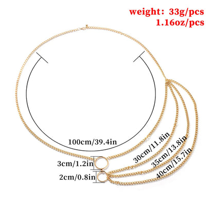 Retro Multi-Layer Circle Waist Chain for Punk and Alternative Fashion Looks