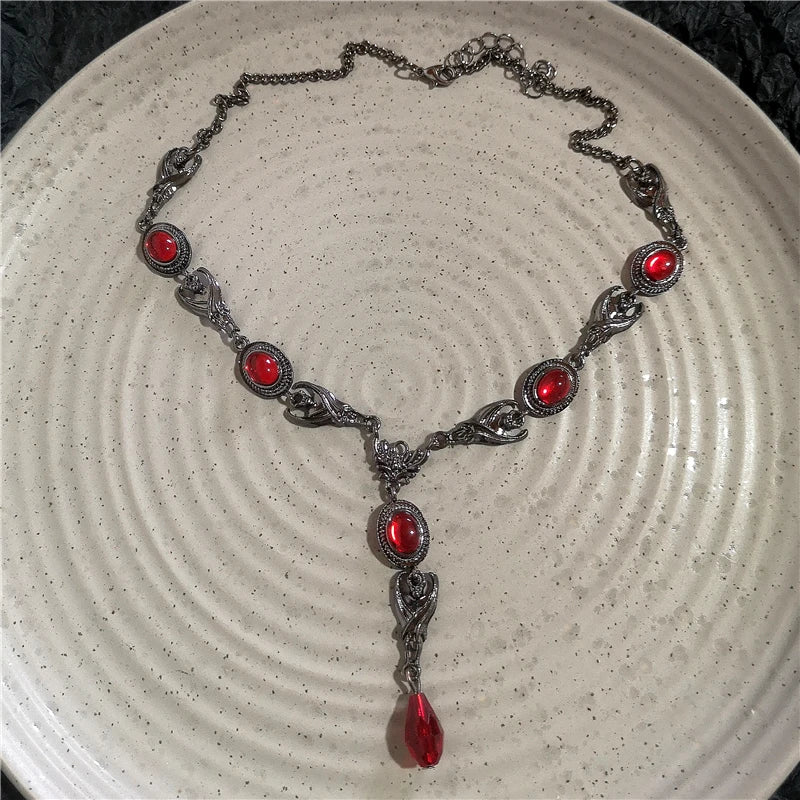 Neo Gothic Heart Cross Choker Necklace With Layered Beaded Alternative Fashion Detailing