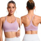 Seamless Wire-Free Yoga Crop Top with Built-In Support and Thin Straps