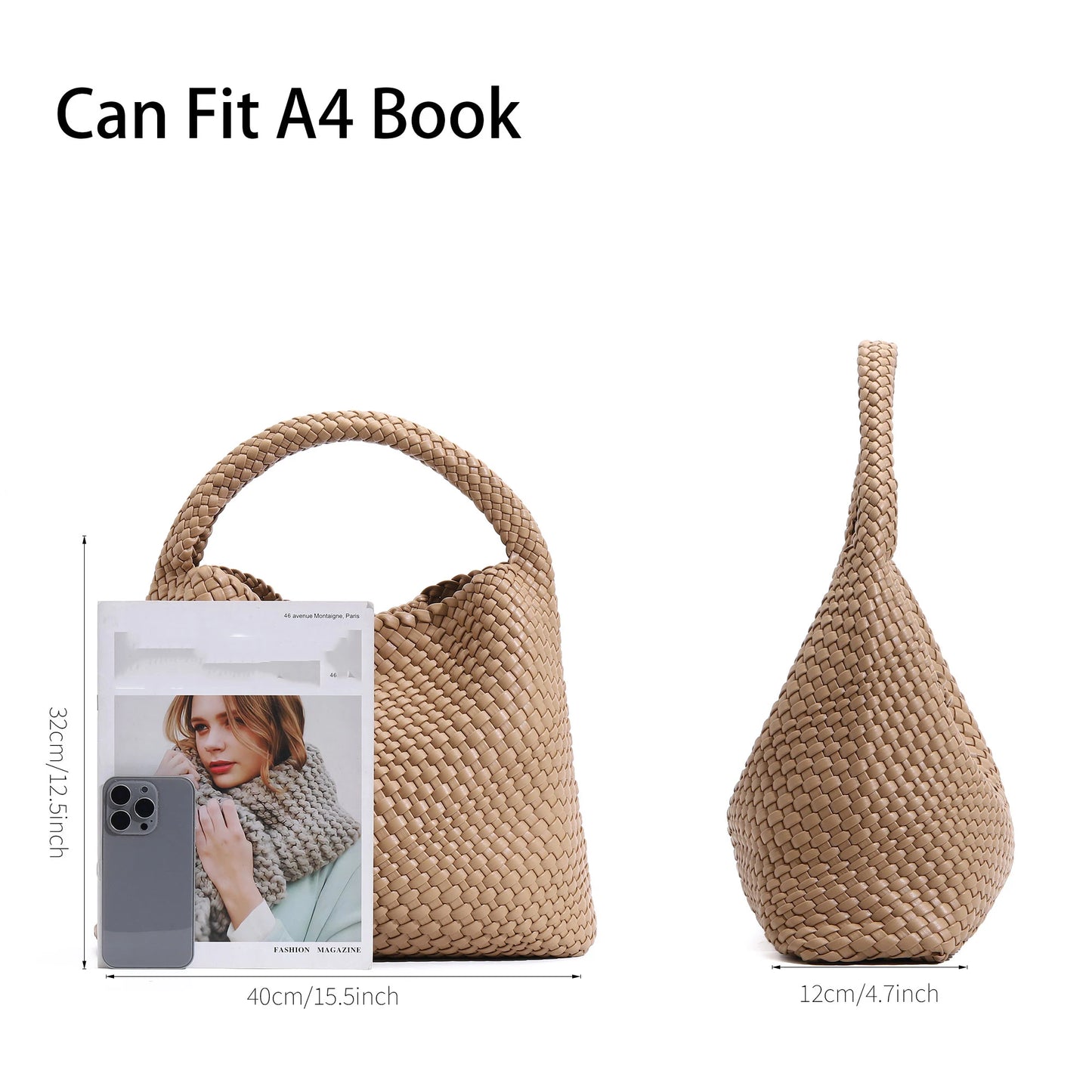 Soft Woven Texture Hobo Tote Shoulder Bag with Relaxed Structure