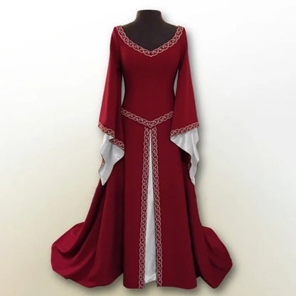 Regal Medieval Gothic Maxi Gown with Flowing Bell Sleeves