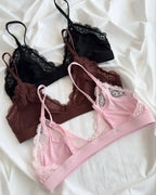 Soft Scalloped Lace Deep Plunge Wire-Free Bralette