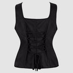 Gothic Lace-Up Corset Top with Dark Fantasy Streetwear Aesthetic