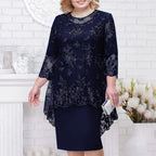 Elegant Floral Lace Overlay Alternative Occasion Midi Dress