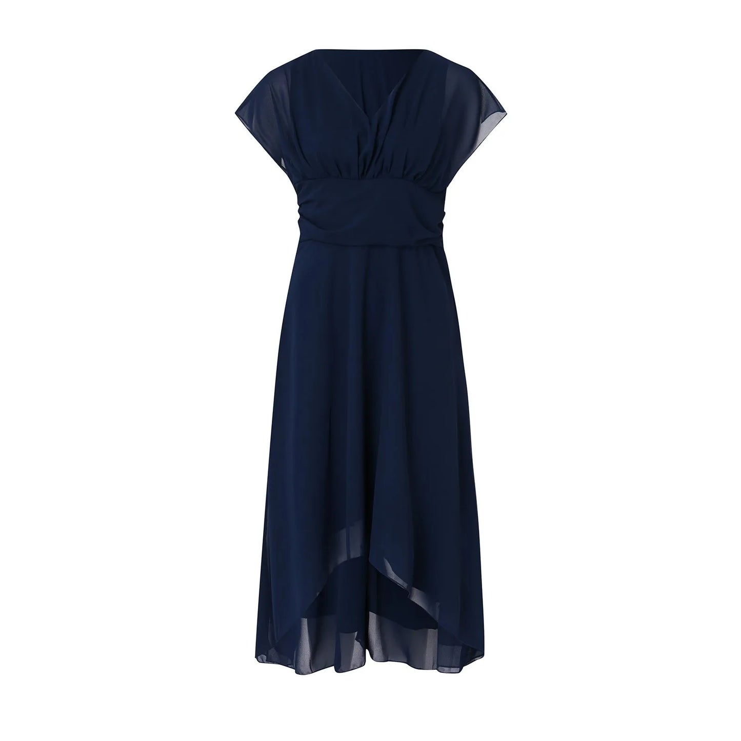 Flowing Chiffon Wrap Front Feminine Alternative Midi Dress