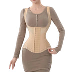 U-Shaped Underbust Waist Cincher with Wide Straps and Front Hook Closure