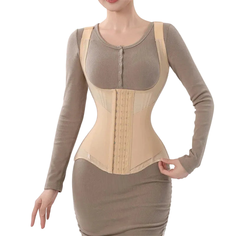 U-Shaped Underbust Waist Cincher with Wide Straps and Front Hook Closure