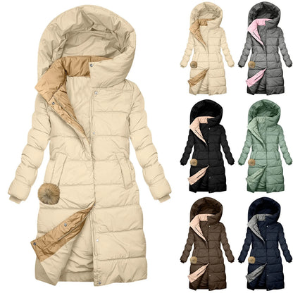 Women's Hooded Quilted Puffer Jacket Warm Casual Winter Zip-Up Outerwear Coat