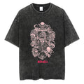 Dark Floral Gothic Oversized Washed Alternative Streetwear T-Shirt