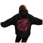 Women's Oversized Floral Graphic Pullover Hoodie Relaxed Casual Streetwear Sweatshirt for Everyday Wear