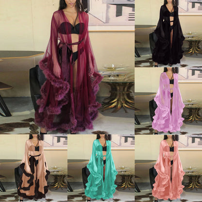 Sheer Layered Gothic Robe Style Alternative Fashion Dress Set
