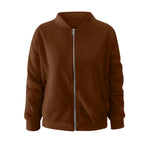 Women's Minimalist Zip Front Faux Suede Bomber Jacket for Contemporary Streetwear