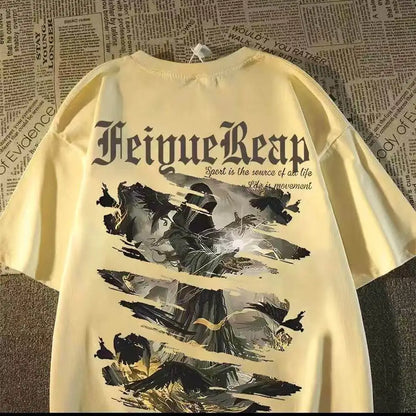 Oversized Vintage Aviation Graphic Cotton T-Shirt with Urban Streetwear Style