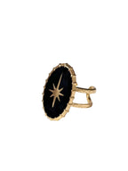 Celestial Oval Cuff Ring with Gothic Star Inspired Statement Design