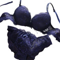 Elegant Burgundy Floral Lace Push-Up Bra and Brief Set