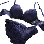 Elegant Burgundy Floral Lace Push-Up Bra and Brief Set