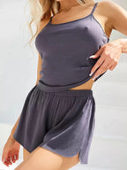 Women's Summer Tank Top and Shorts Pajama Set, Sleeveless Spaghetti-Strap Two-Piece Sleepwear with Slim-Fit Casual Loungewear Style