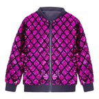 Men's Reflective Pattern Zip-Up Streetwear Bomber Jacket with Textured Finish