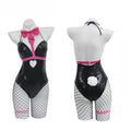 Daring Black Bodysuit Set with Pink Harness Details and Heart Cutout