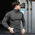 Men's Slim Fit Ribbed Turtleneck Contemporary Streetwear Knit Sweater