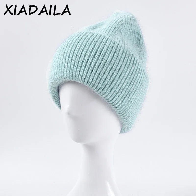 Soft Rabbit Fur Knit Beanie for Everyday Casual Outdoor Winter Fashion and Comfort Style
