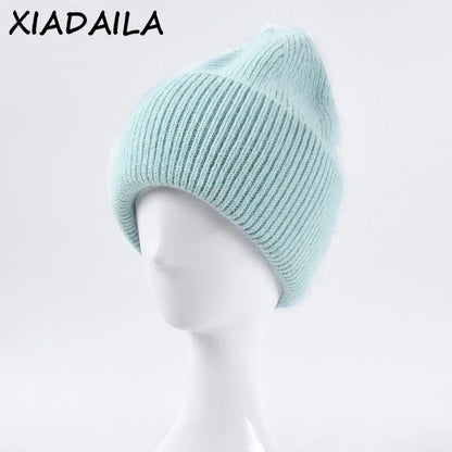 Soft Rabbit Fur Knit Beanie for Everyday Casual Outdoor Winter Fashion and Comfort Style