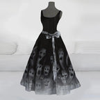 Halloween Splatter Print Flared Swing Dress with Waist Bow