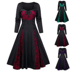 Dark Romance Panelled Maxi Dress with Sweetheart Neckline and Button Accents