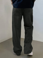 Men's Loose Fit Wide Leg Cotton Denim Jeans with Vintage Light Wash Streetwear Style