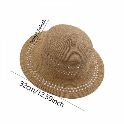 Women's Wide Brim Woven Sun Hat with Breathable Design for Beach and Vacation Wear