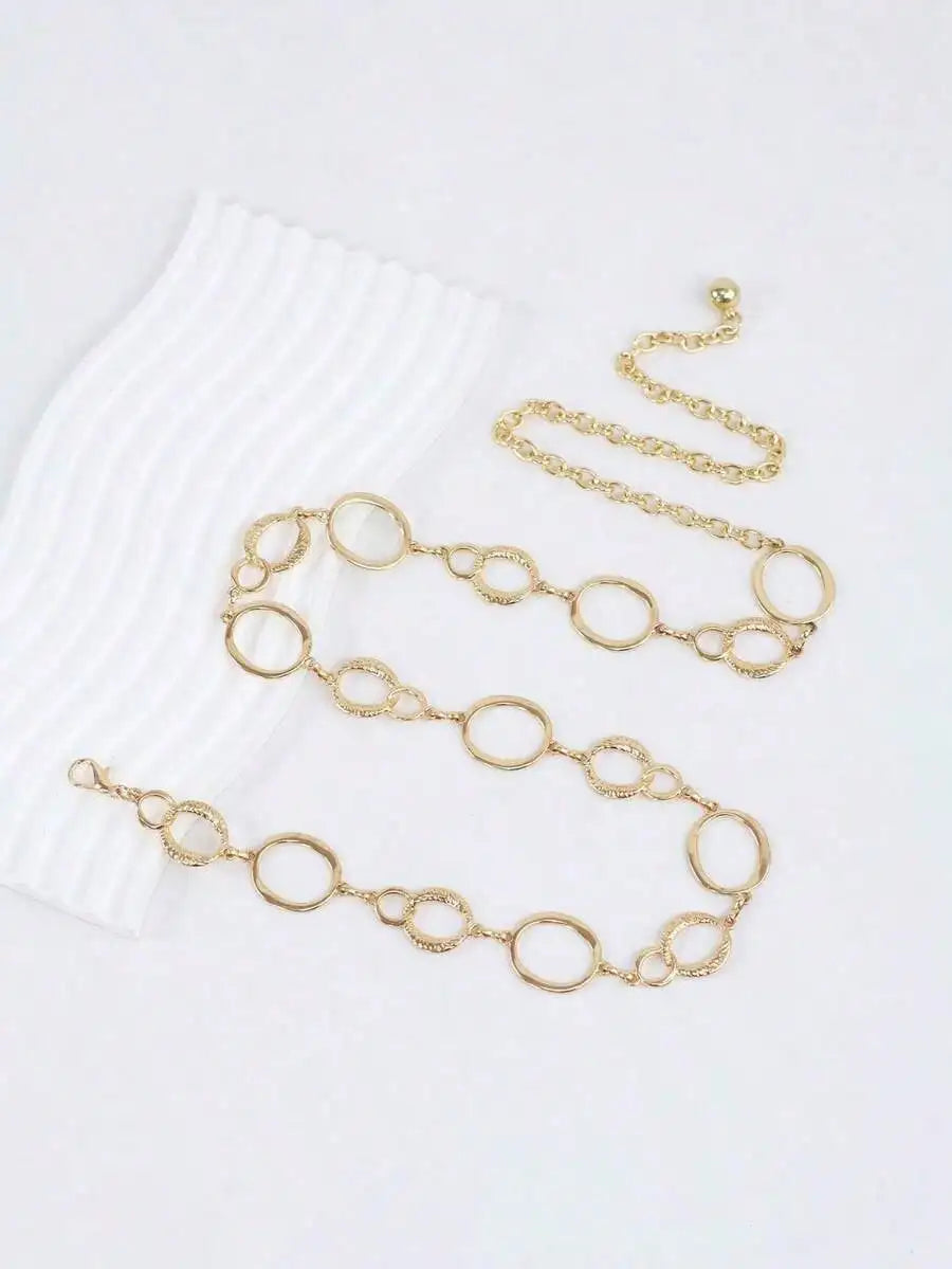 Minimalist Circle Link Waist Chain for Modern Alternative Fashion Outfits