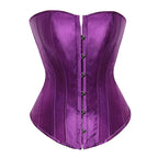 Luminous Teal Satin Overbust Corset with Front Metal Busk