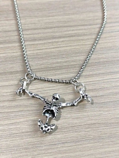 Skeleton Archer Pendant Necklace for Gothic Punk and Alternative Fashion