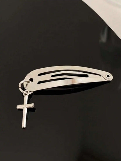 Gothic Cross Hair Clip Set Punk Streetwear Statement Accessories Collection