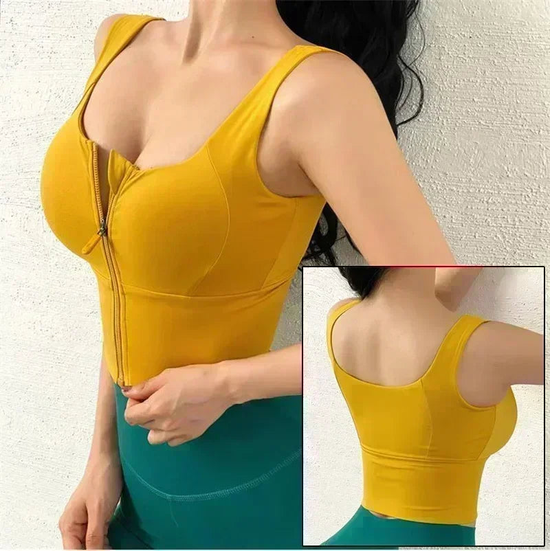 Structured Front-Zip High-Impact Sports Bra with Racerback Support