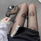 Heart And Floral Mesh Fishnet Pantyhose Delicate Alternative Fashion Tights