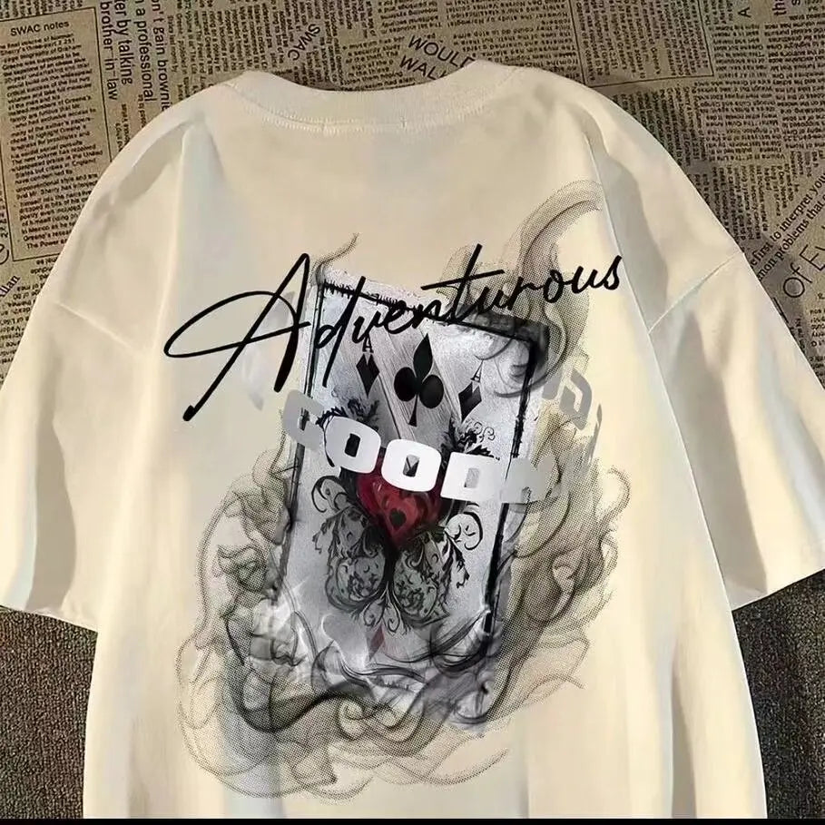 Oversized Abstract Graphic Cotton T-Shirt with Artistic High Street Design