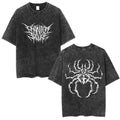 Anime Goth Spider Graphic Oversized Washed Streetwear Cotton T-Shirt