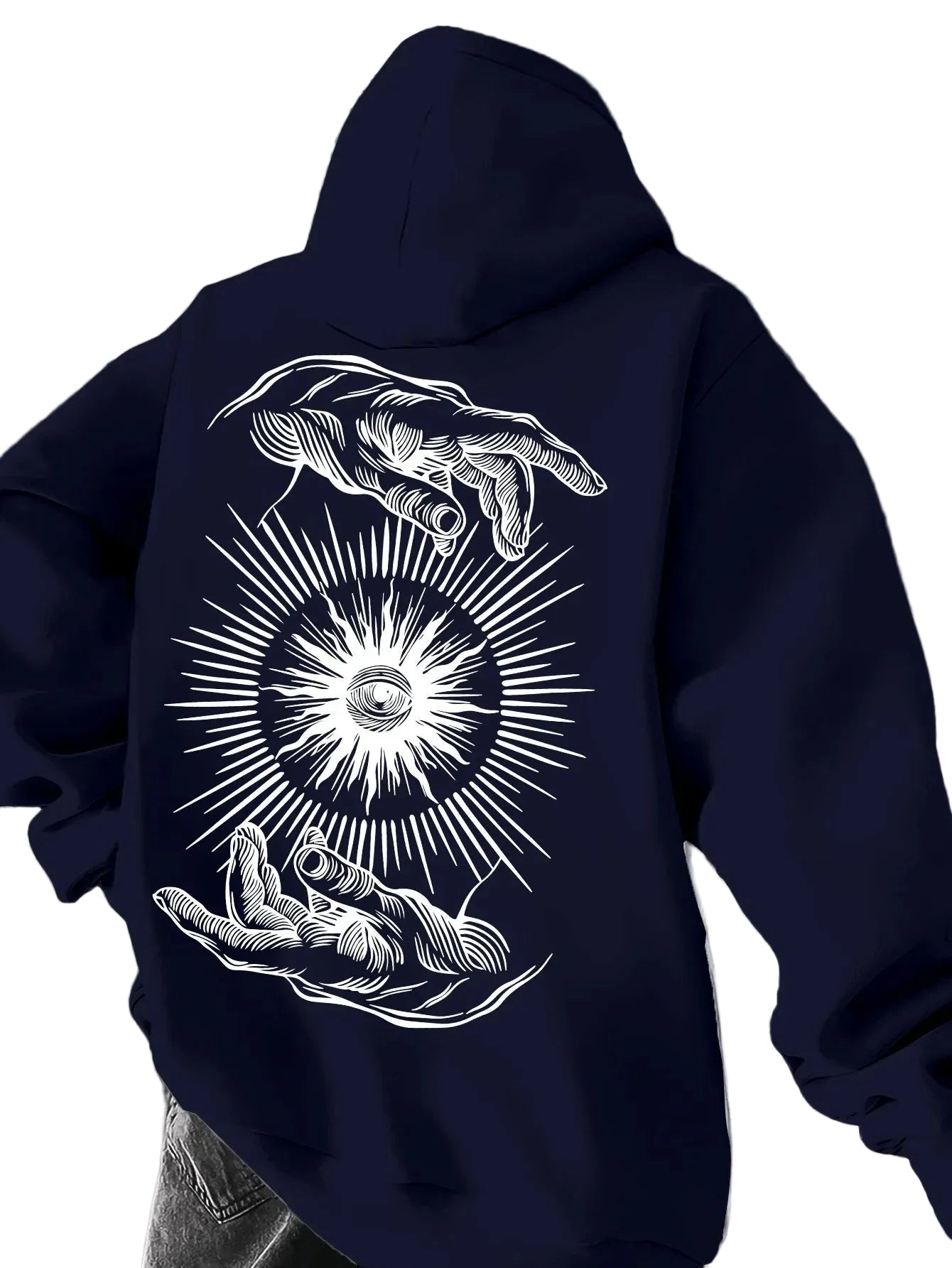 Anime Celestial Streetwear Hoodie with Manga-Inspired Cosmic Hand Artwork